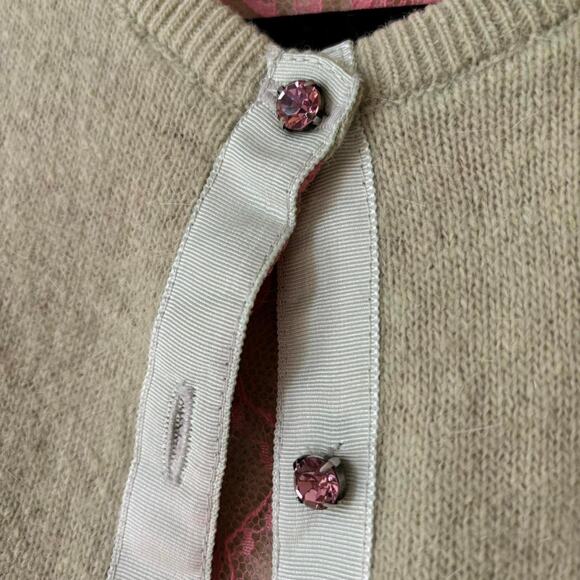 Free People Light Green and Pink Cropped Cardigan Women’s XS Preppy Femme - Picture 6 of 8